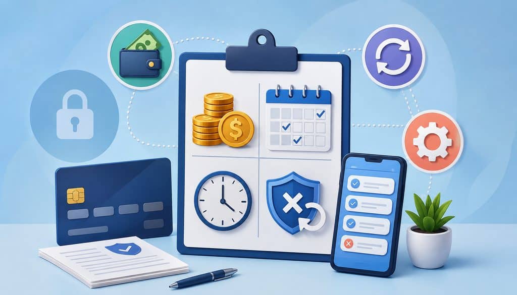 Payment amount, frequency, timing, and cancellation disclosure illustration